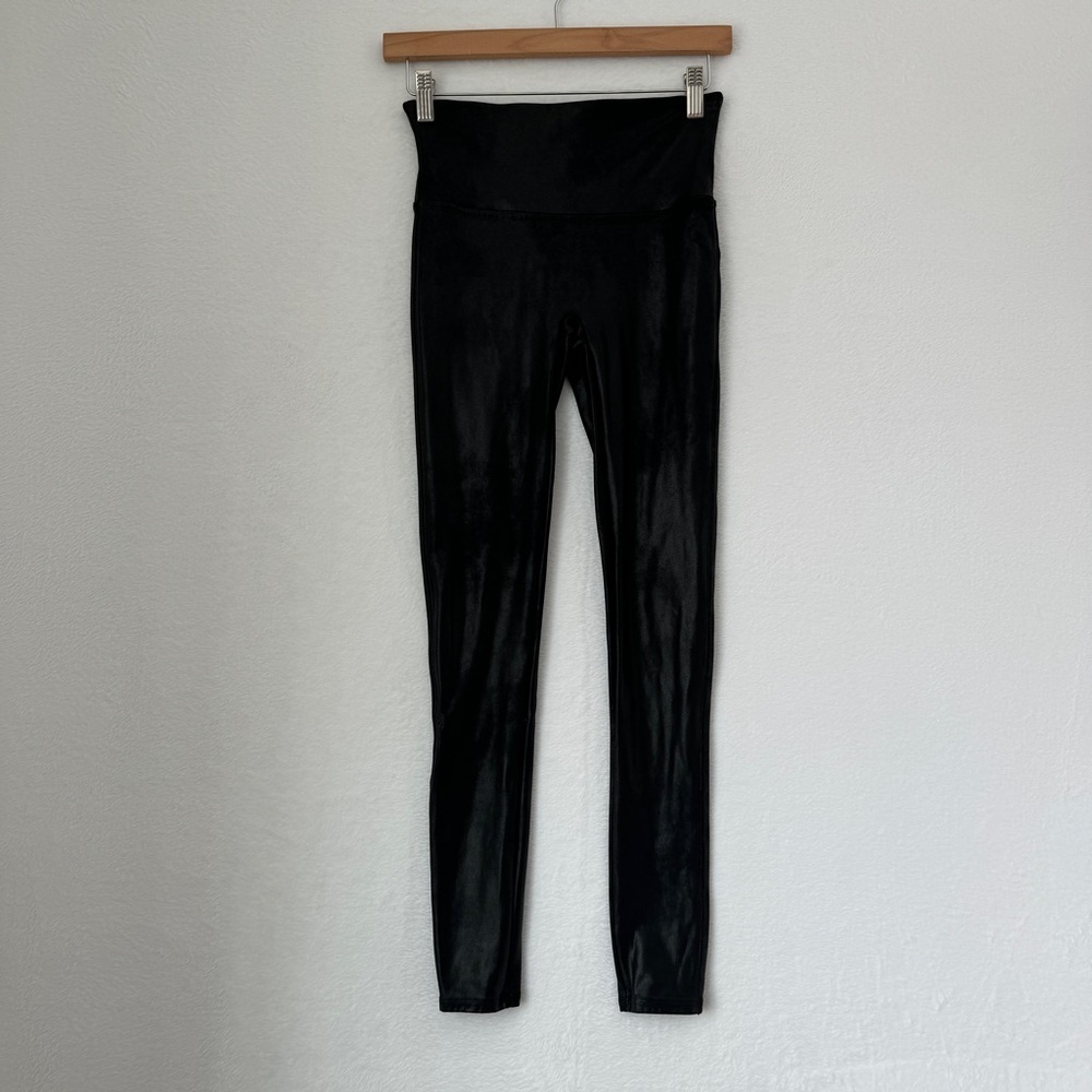 Spanx Womens Black Pull On Casual Faux Leather Leggings Size Medium